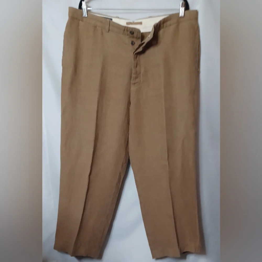 Polo Ralph Lauren Men's Tan Linen Pants With Button Fly. Size 38/30
